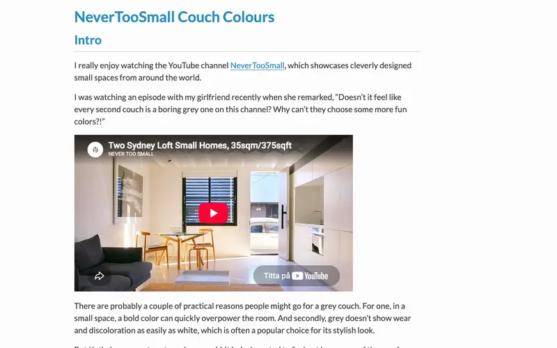 Screenshot of NeverTooSmall couch colours