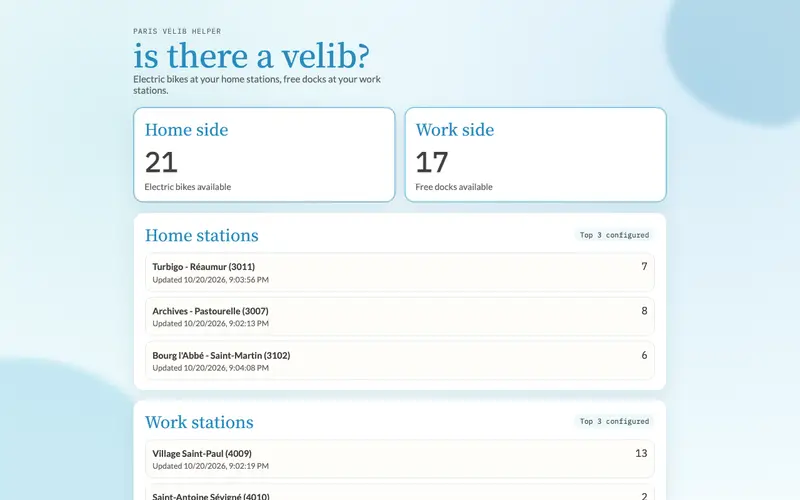 Screenshot of Is there a Vélib?