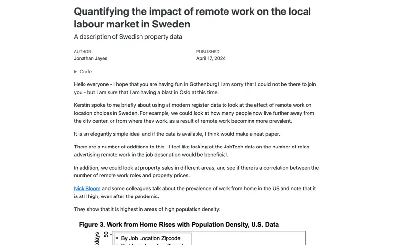 Screenshot of Remote work and the local labour market