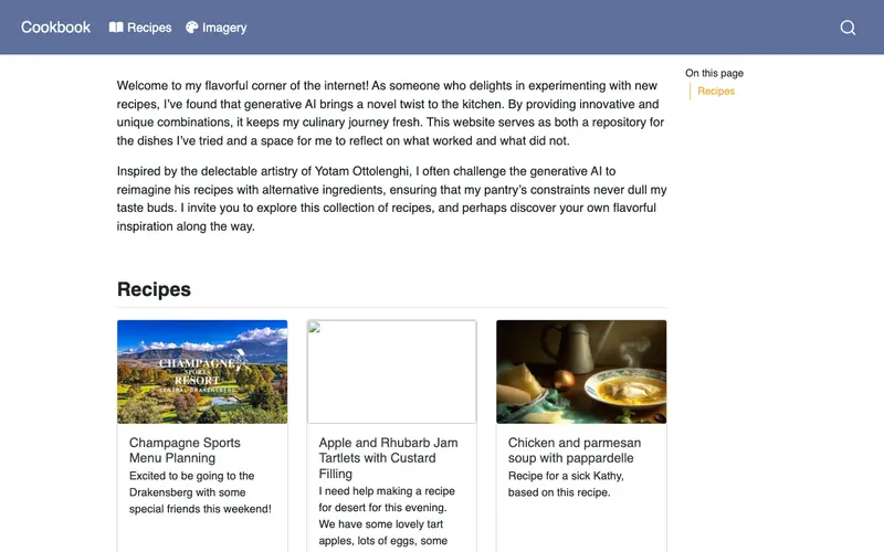 Screenshot of Cookbook